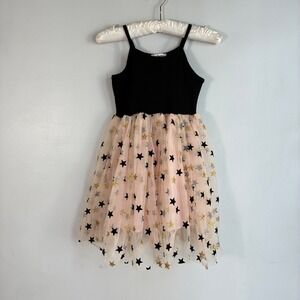 NNJXD Star Tulle Tutu Dress Kids Size 140 Pink Black Gold Glitter Party Dress